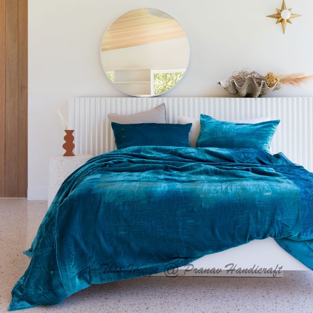 Aqua velvet duvet queen size